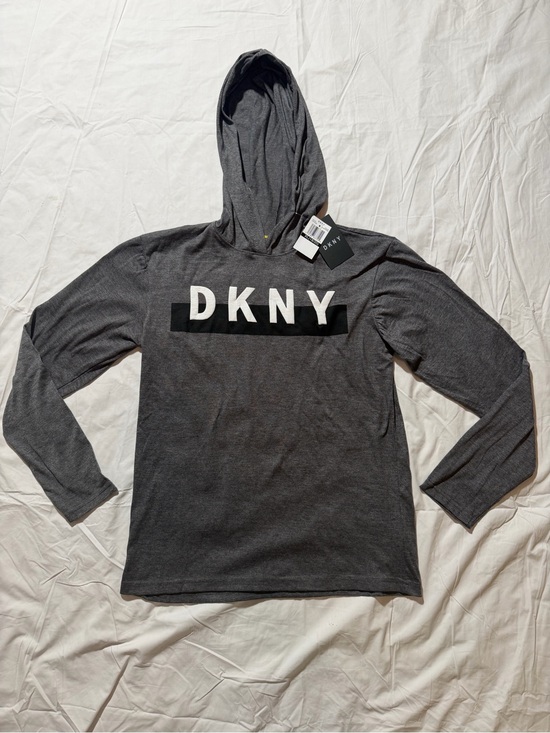 Dkny Other - DKNY Boys Hooded Long Sleeve Logo Tee Gray XL (18/20)